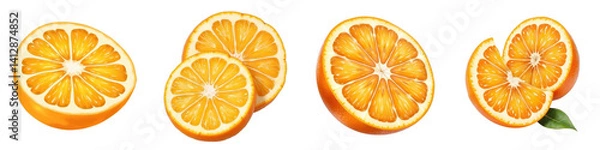 Obraz Collection of Fresh Juicy Orange Slices Isolated on Light Background