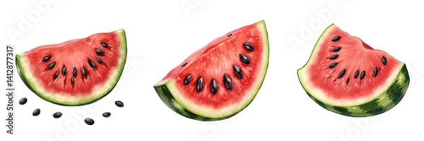 Obraz Collection of Fresh Watermelon Slices Isolated on Light Background