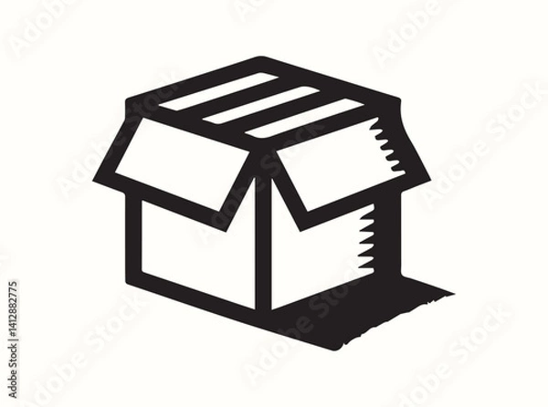 Obraz Outline of Product Packaging Box on White Background