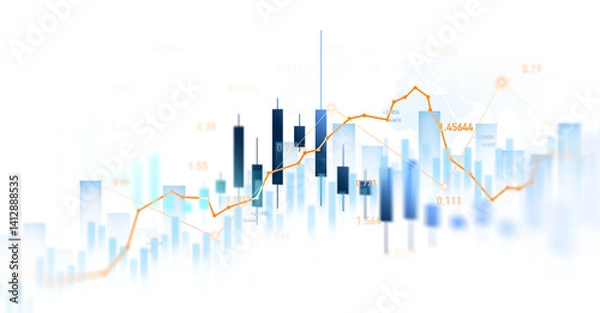 Fototapeta Transparent or png stock market investment trading graph growth.Trade business analytics graph and financial chart.Business trade analytics line graphs and financial chart investment. PNG chart.
