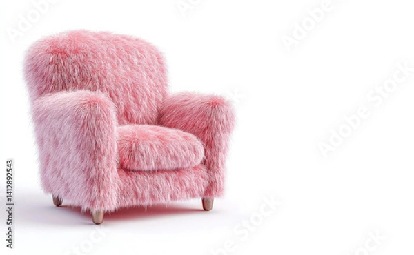 Obraz Fluffy Armchair in Modern Design Style Pink Colors 