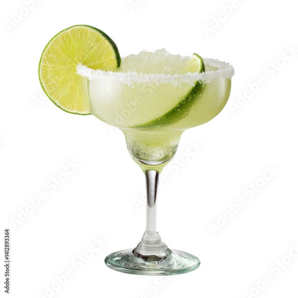 Fototapeta Refreshing daiquiri cocktail in curved glass with sugar rim bright background drink photography elegant presentation