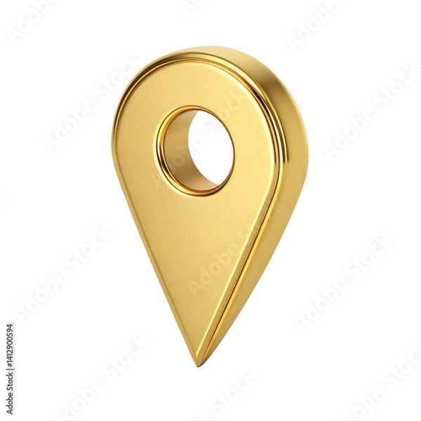Fototapeta 3d golden location pin icon isolated on transparent background.