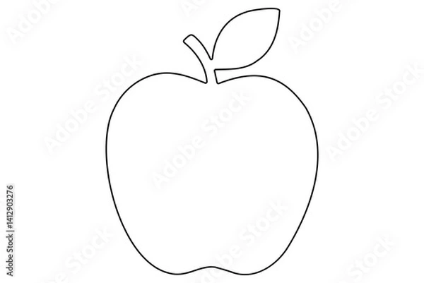 Fototapeta Continuous one line art drawing apple outline vector art illustration
