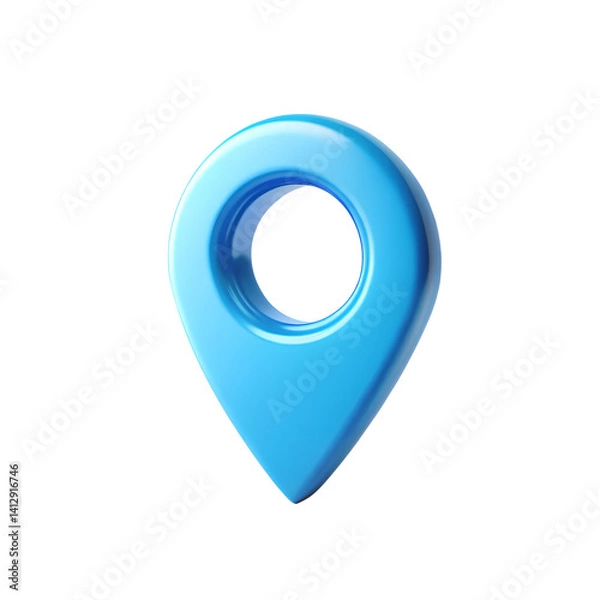 Fototapeta 3d Blue location pin icon isolated on transparent background.