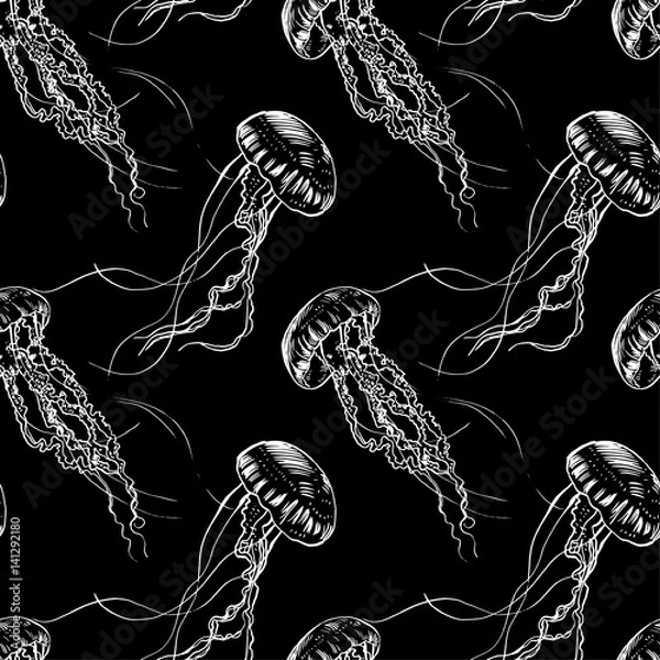 Obraz Vector illustration jellyfish. Painted by hand.