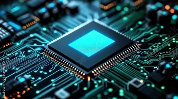 Fototapeta High-tech CPU on circuit board (1)