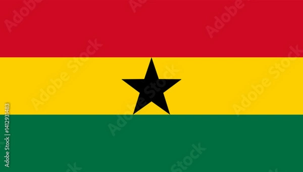 Fototapeta Ghana flag design. Ghana national flag Vector illustration. Ghana official color flag design.