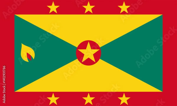 Fototapeta Grenada flag design. Grenada national flag Vector illustration. Grenada official color flag design.