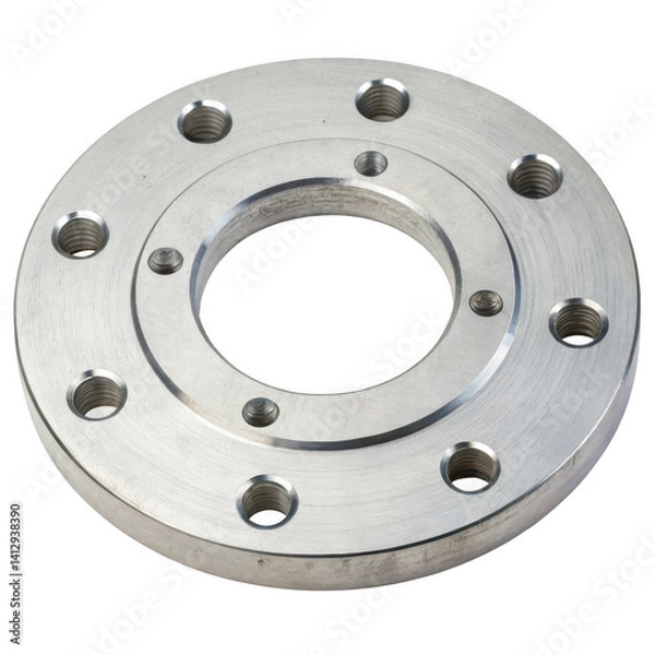 Obraz Circular Flange Plate with Bolt Holes Top-Down View of Precision Machined Metal Component