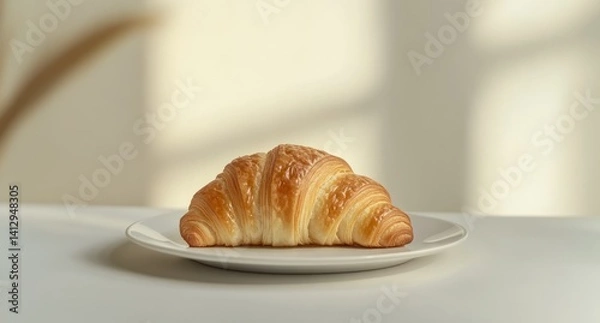 Fototapeta Fresh croissant on a white background. Isolated