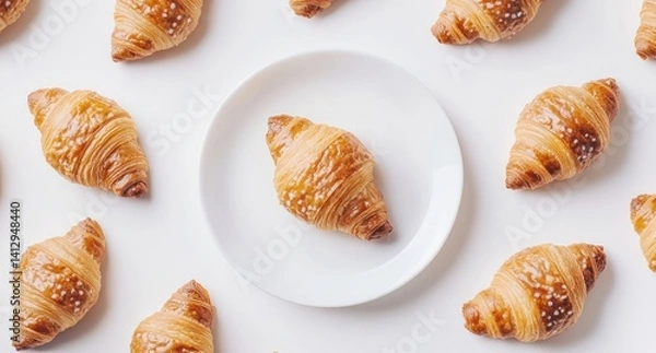 Fototapeta Fresh croissant on a white background. Isolated