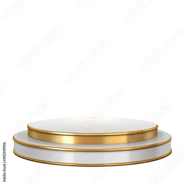 Obraz Elegant Gold-Trimmed 3D Podium Product Display, Award Ceremony, Stage Mockup