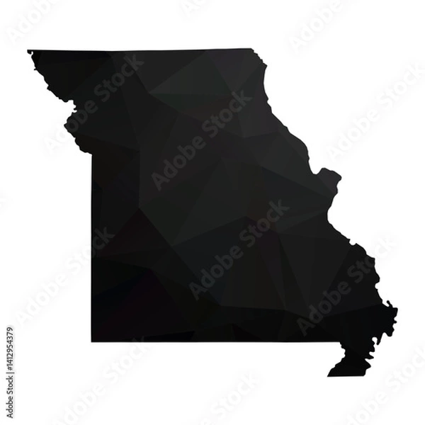Fototapeta Abstract Polygon - Low Poly Color Black Missouri map. Vector Illustration eps10.