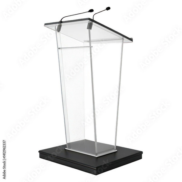Obraz Modern Clear Acrylic Podium with Black Base for Presentations and Speeches