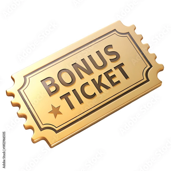 Fototapeta Bonus ticket 3D render isolated on white background