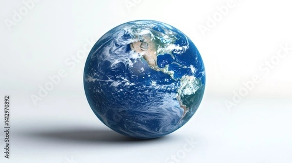 Fototapeta Planet earth rotating showing north and south america on white background