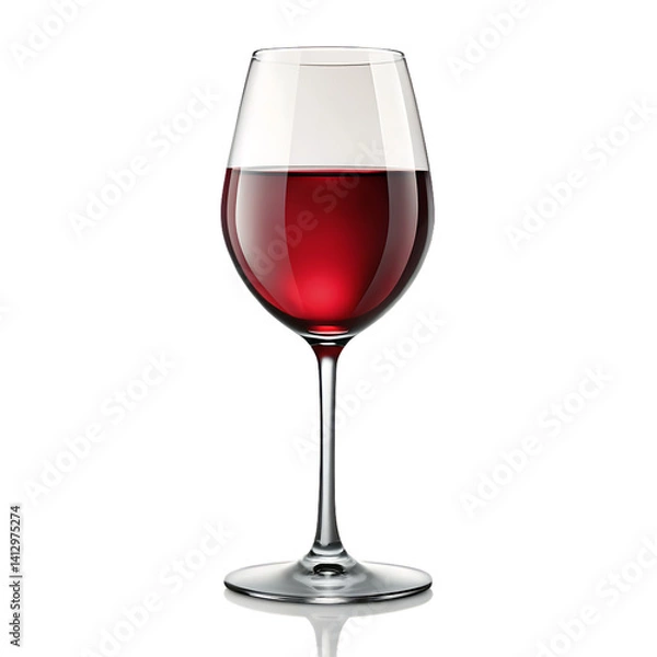 Fototapeta A glass of wine isolated on white background