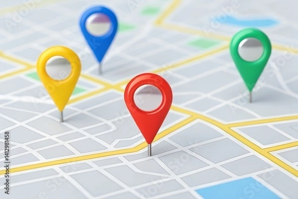 Obraz Street view map with location pins