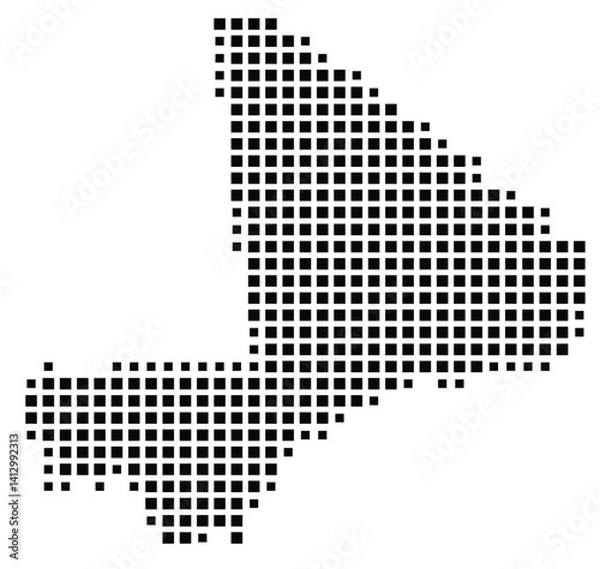 Obraz Abstract map of Mali showing the country with a pattern of black squares