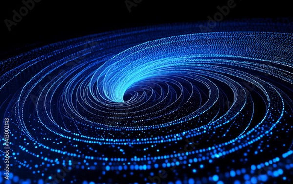 Fototapeta Blue light particle spiral background