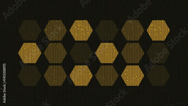 Fototapeta Abstract Golden Polygon Technology Background,comic and Motion concept design,vector.