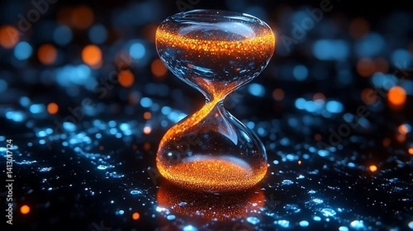 Obraz Glowing hourglass abstract time concept