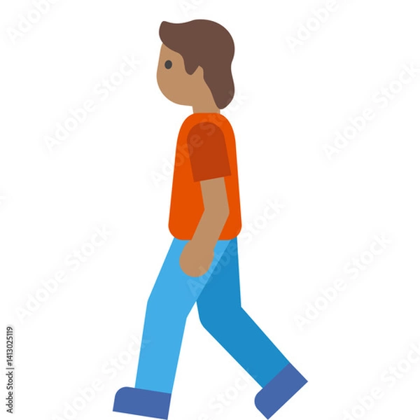 Fototapeta Cartoon Person Walking (Side View)
