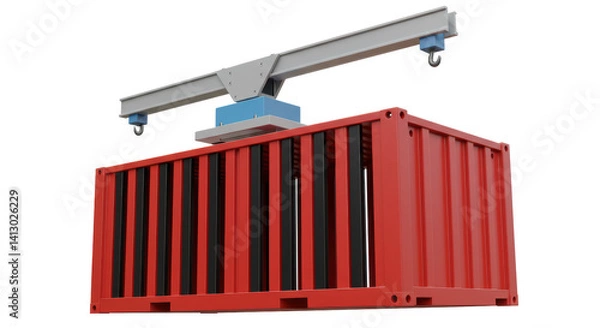 Fototapeta Isolated Red Container with Crane