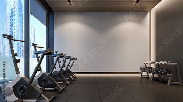 Fototapeta Interior of new modern gym , 3d rendering