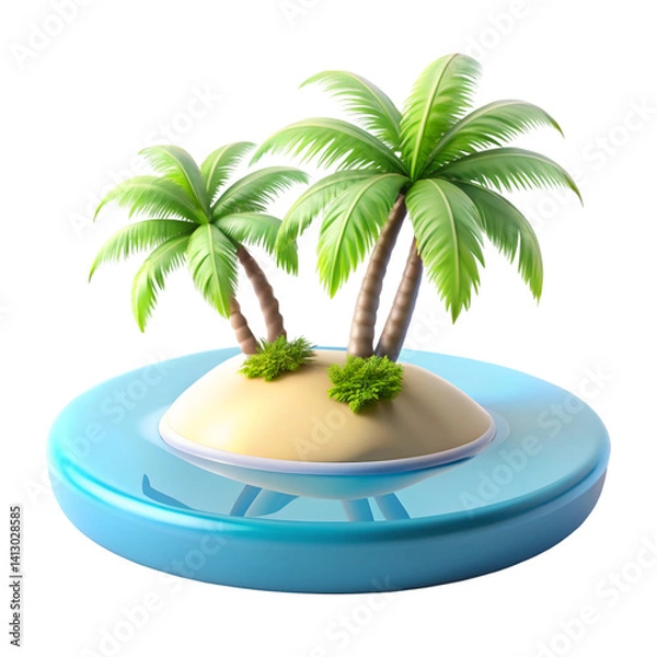 Fototapeta 3D render island icon isolated on transparent background  

