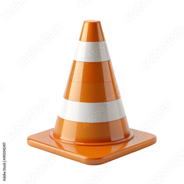 Fototapeta 3D render traffic cone icon isolated on transparent background  

