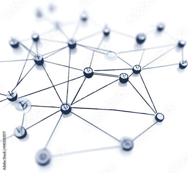 Fototapeta An isolated digital network on white background, vector, png