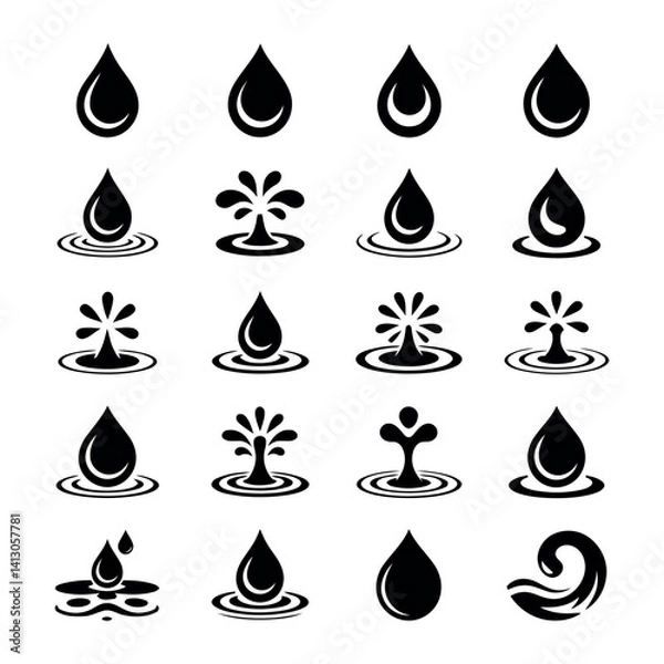 Obraz set of water drops vector illustration