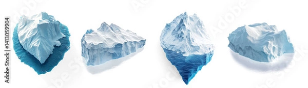 Fototapeta Solitary Iceberg in Calm Waters on a Transparent Background