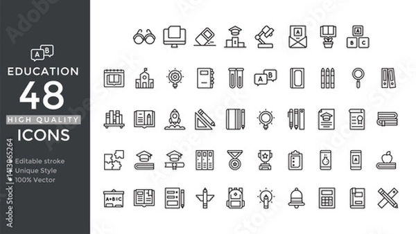 Obraz Education Line Icons Set