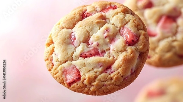 Obraz Fresh strawberry cookies, a delightful treat.