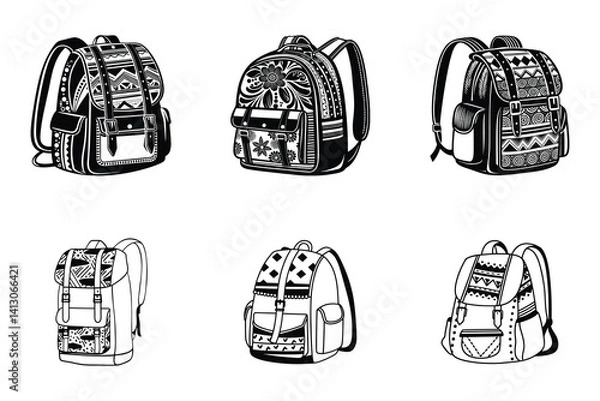 Fototapeta Colorful or Patterned Backpack Svg