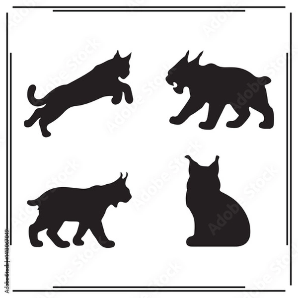 Obraz Lynx silhouette, Lynx illustration , Lynx clipart, Lynx vector , Lynx icon , black Lynx, Lynx illustration on white background,
