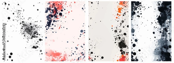 Obraz Vector pattern set of small ink dots in a lower corner on a white background