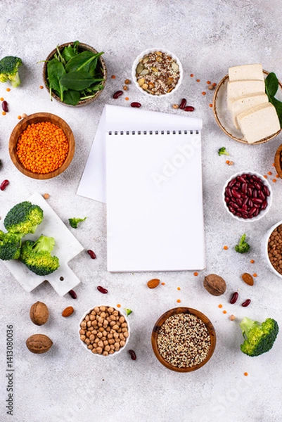 Obraz Asortment of plant based vegan protein products