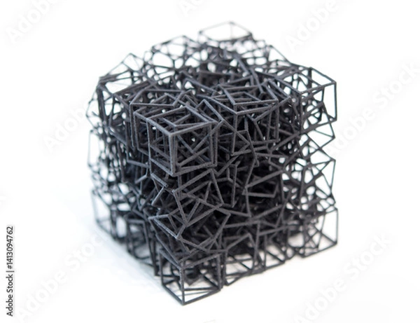 Fototapeta Object printed 3D printer from molten plastic powder isolated white background