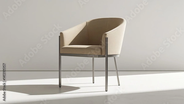 Fototapeta Minimalistic chair mockup, modern furniture design showcase on a clean white background, 3D render.