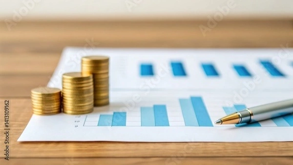 Fototapeta Investment Insights Finance Chart Analysis in a Professional Office Environment Emphasizing Growth Trends and Money Management Strategies