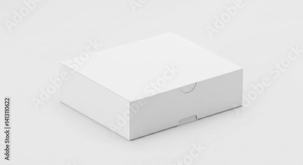 Fototapeta Simple white box packaging design sleek minimal product presentation on bright background
