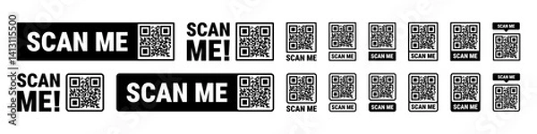 Obraz Scan me frame set. Qr code mockup. Mobile payment and identity