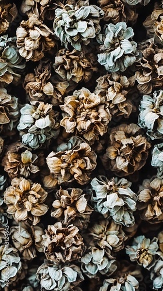 Fototapeta Dried Flowers Texture Background Botanical Pattern