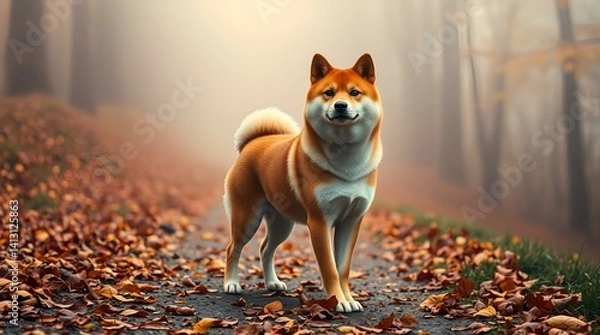 Obraz Poetry of a Shiba Inu in the Garden