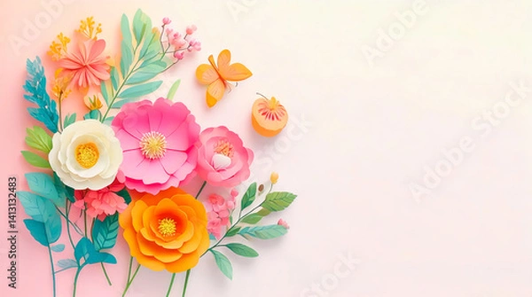 Fototapeta flower blooming summer with overlapping style and copy space background