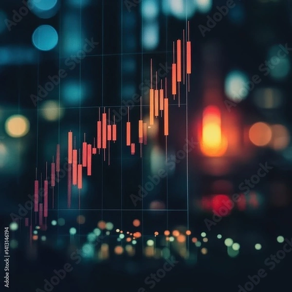 Fototapeta Candlestick chart, hammer pattern, reversal